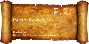 Pentz Kornél névjegykártya